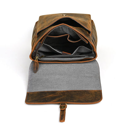 Men's backpack cowhide genuine leather retro casual computer bag for men 