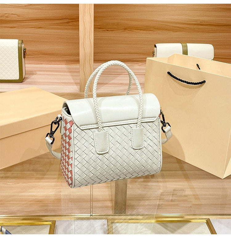 Genuine leather women's bag sheep leather woven bag fashionable casual shoulder bag handbag.bag