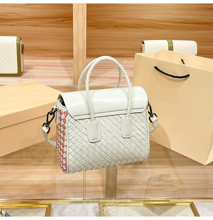 Genuine leather women's bag sheep leather woven bag fashionable casual shoulder bag handbag.bag