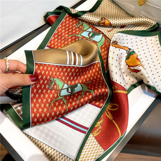 Silk scarf plaid scarf double silk satin scarf mulberry silk thread elongated ribbon double-sided neckerchief fashionable scarf