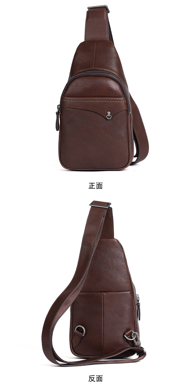 Men's bust bag genuine cowhide leather retro casual crossbody bag for men 