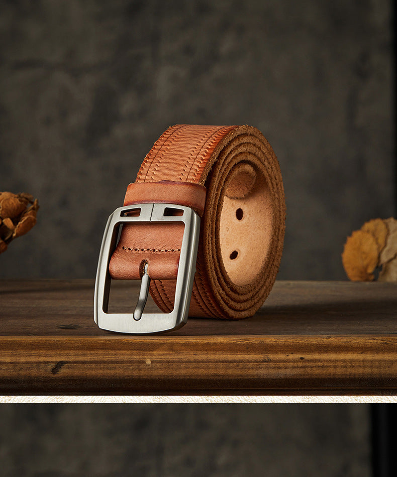 Men's Belt Handmade Fashion Casual Stainless Steel Needle Buckle Men's Belt 