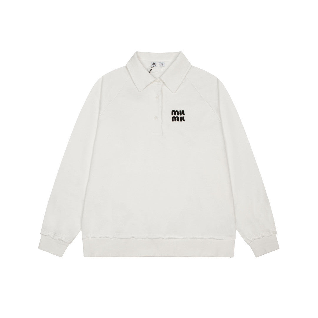MIUMIU長袖ポロシャツ おしゃれ上着 クールカジュアル ロングtシャツ プルオーバー SY0340