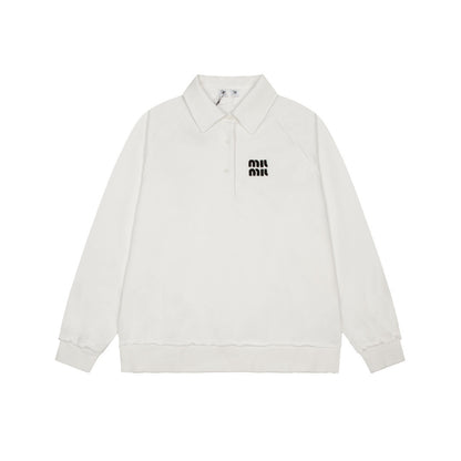 MIUMIU長袖ポロシャツ おしゃれ上着 クールカジュアル ロングtシャツ プルオーバー SY0340