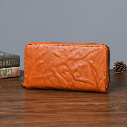 Men's Wallet Cowhide Genuine Leather Clutch Bag Mobile Phone Bag Retro Casual Men's Handbag 