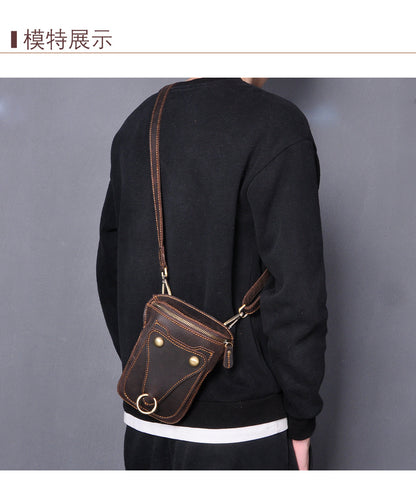 Men's Shoulder Bag Cowhide Genuine Leather Retro Fashion Casual Men's Crossbody Bag 