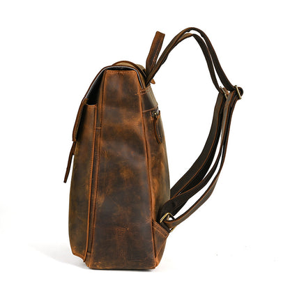 Men's backpack cowhide genuine leather retro casual computer bag for men 