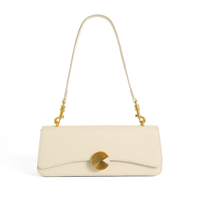 Genuine Leather Women's Shoulder Bag Cowhide Armpit Bag Crossbody Bag Clutch Bag Commuting OL High Quality Shoulder Bag.Pochette