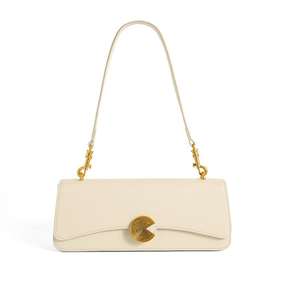 Genuine Leather Women's Shoulder Bag Cowhide Armpit Bag Crossbody Bag Clutch Bag Commuting OL High Quality Shoulder Bag.Pochette