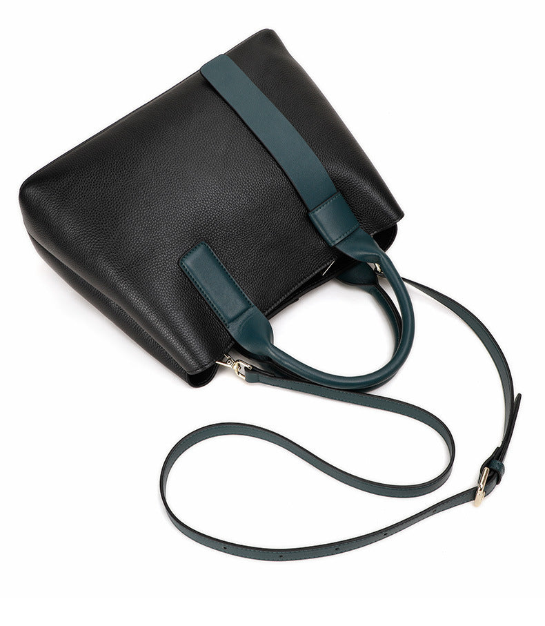 Cowhide women's bag large capacity handbag color matching temperament shoulder bag elegant handbag.bag