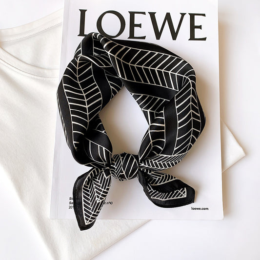 Silk scarf elegant temperament small scarf high quality geometric pattern decorative scarf ladies