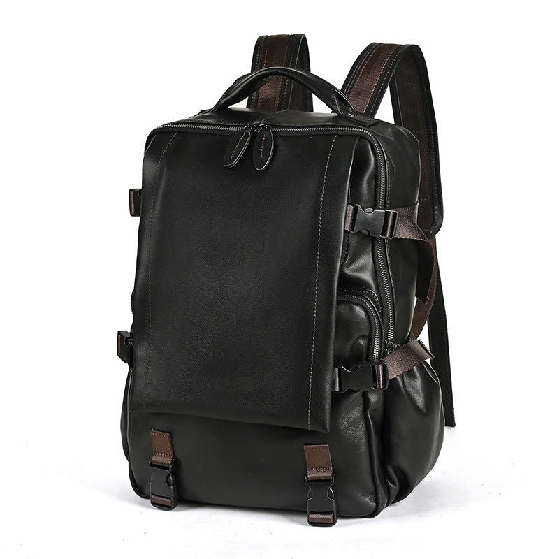 Men's backpack cowhide genuine leather retro casual business travel bag for men computer bag 