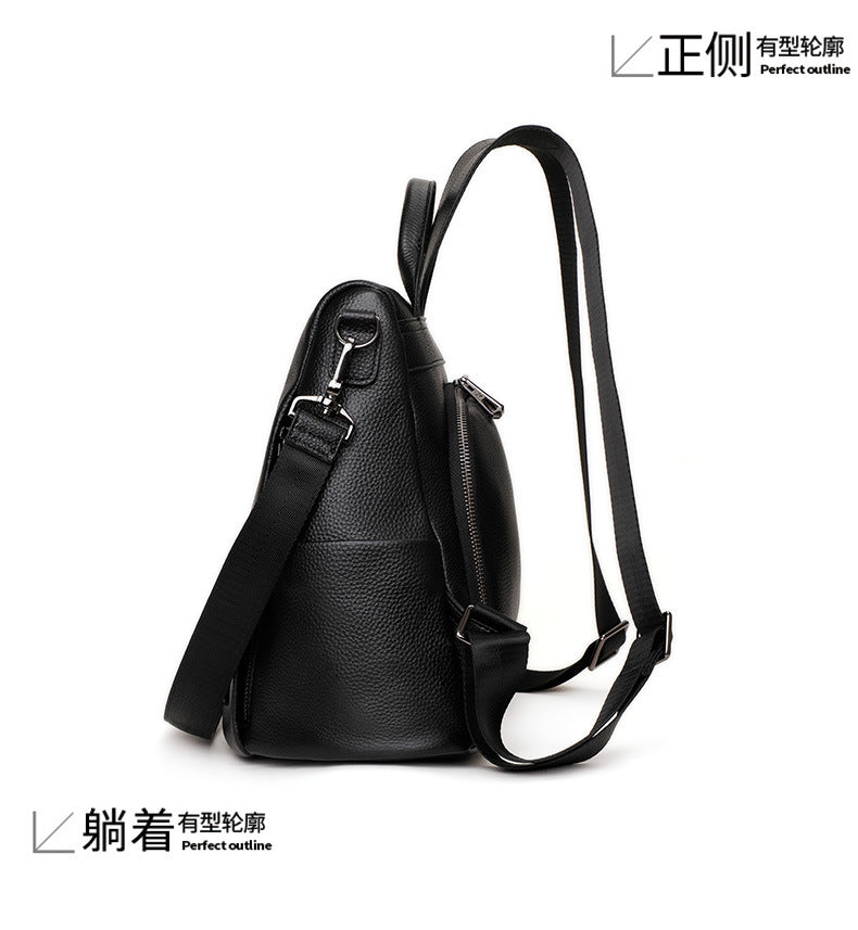 Genuine Leather Women's Bag Fashion Casual Cowhide Boston Bag Retro Large Capacity Rucksack