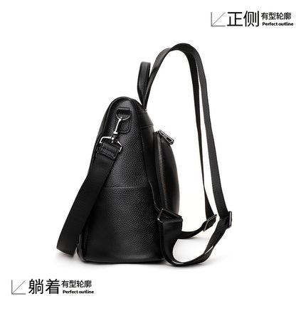 Genuine Leather Women's Bag Fashion Casual Cowhide Boston Bag Retro Large Capacity Rucksack