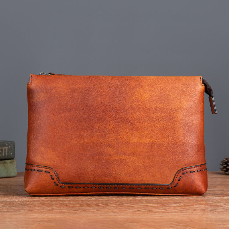 Men's clutch bag cowhide genuine leather casual retro male handbag 