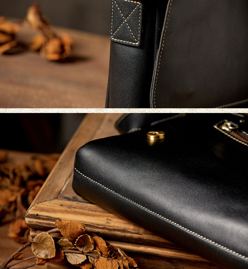 Men's Shoulder Bag Original Handmade Genuine Cowhide Leather Casual Messenger Bag Crossbody Bag 