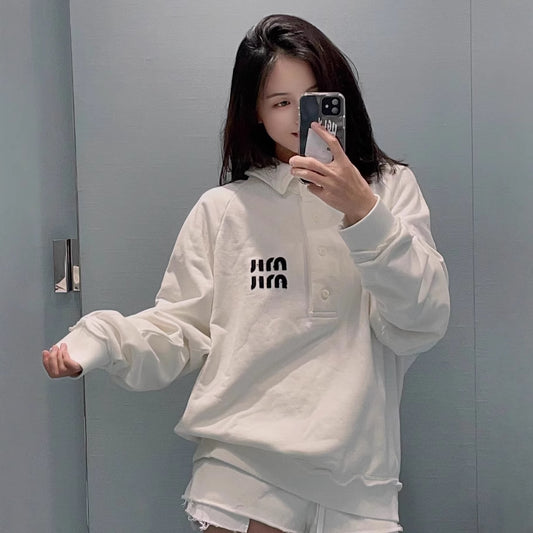 MIUMIU長袖ポロシャツ おしゃれ上着 クールカジュアル ロングtシャツ プルオーバー SY0340