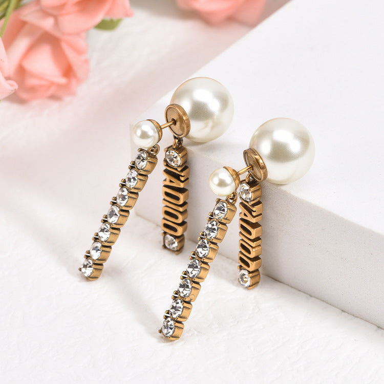 Earrings large and small pearl pattern fashion long pendant earrings