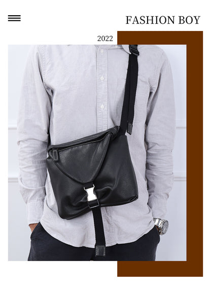 Men's Shoulder Bag Cowhide Soft Leather Casual Business Large Capacity Crossbody Bag for Men 