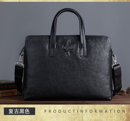 Men's Briefcase Genuine Cowhide Leather Simple Fashion Retro Casual Bag Computer Bag for Men 