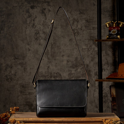 Men's Shoulder Bag Original Handmade Genuine Cowhide Leather Casual Messenger Bag Crossbody Bag 