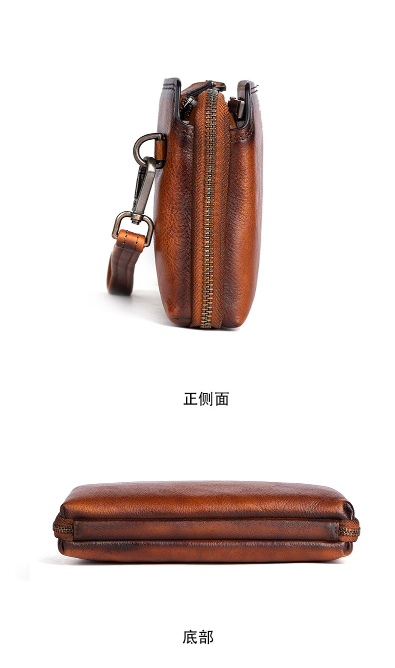 Men's Clutch Bag Genuine Cowhide Leather Practical Retro Casual Men Bag 