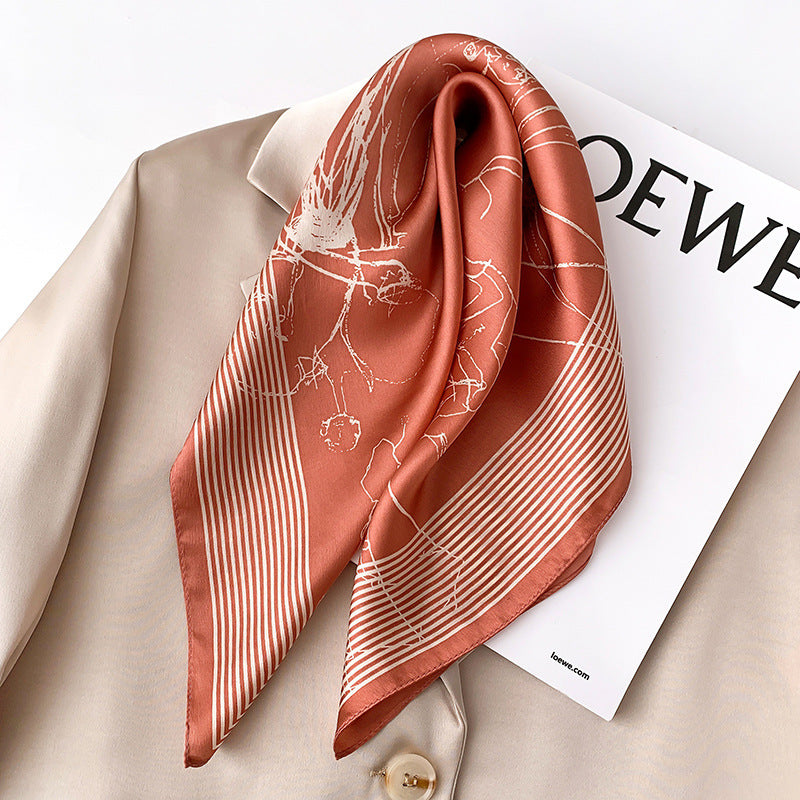 Silk scarf women fashion small scarf sheer decoration warm scarf temperament elegant