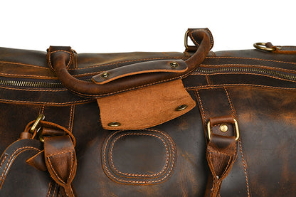 Men's Handbag Genuine Cowhide Luggage Bag Retro Casual Large Capacity Business Travel Bag for Men 