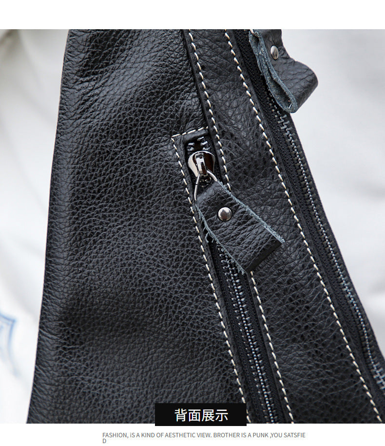 Men's Bust Bag Genuine Cowhide Leather Fashion Casual Retro Multifunctional Crossbody Bag for Men 