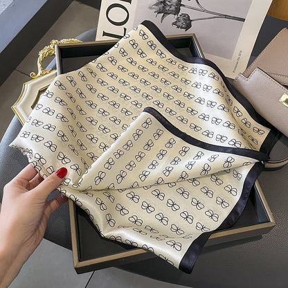 Silk Scarf Women Printed Pattern Scarf Elegant Stole Muffler Commuting Temperament Scarf 
