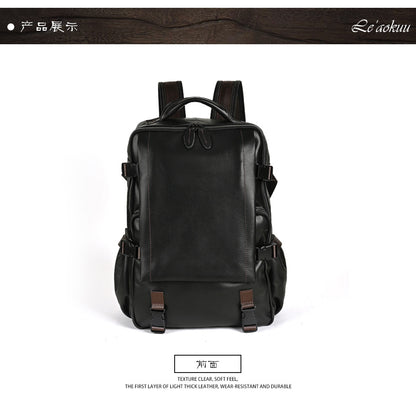 Men's backpack cowhide genuine leather retro casual business travel bag for men computer bag 