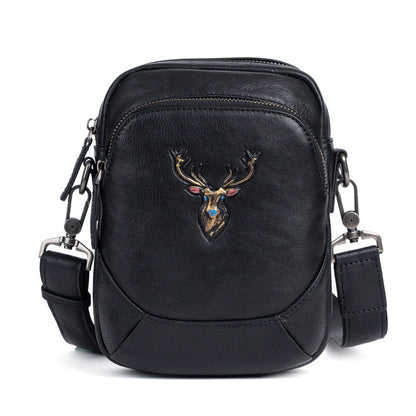 Men's Bust Bag Versatile Cowhide Genuine Leather Retro Casual Crossbody Bag for Men 