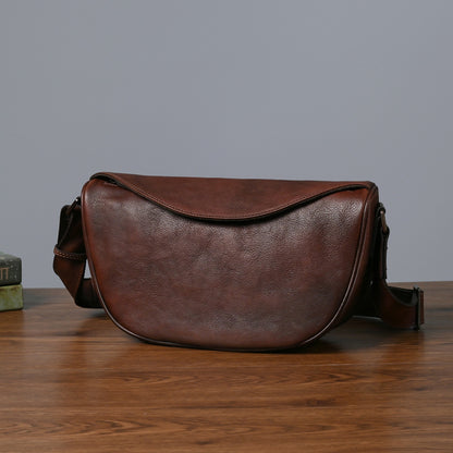 Men's Shoulder Bag Genuine Cowhide Leather Casual Business Crossbody Bag for Men 