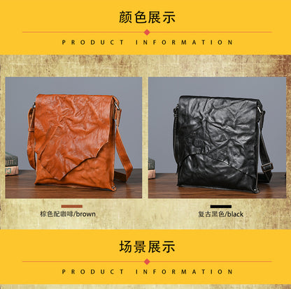 Men's Shoulder Bag Genuine Cowhide Leather Fashion Crossbody Bag for Men 
