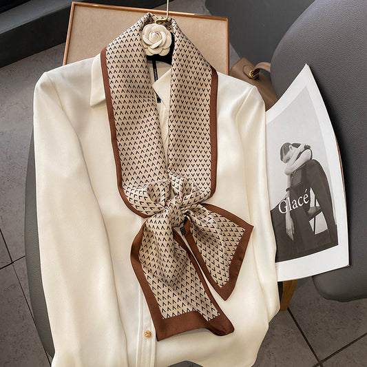 Scarf V-shaped flat corner small neckerchief combined with decorations on the outside of suit shirt hair band women