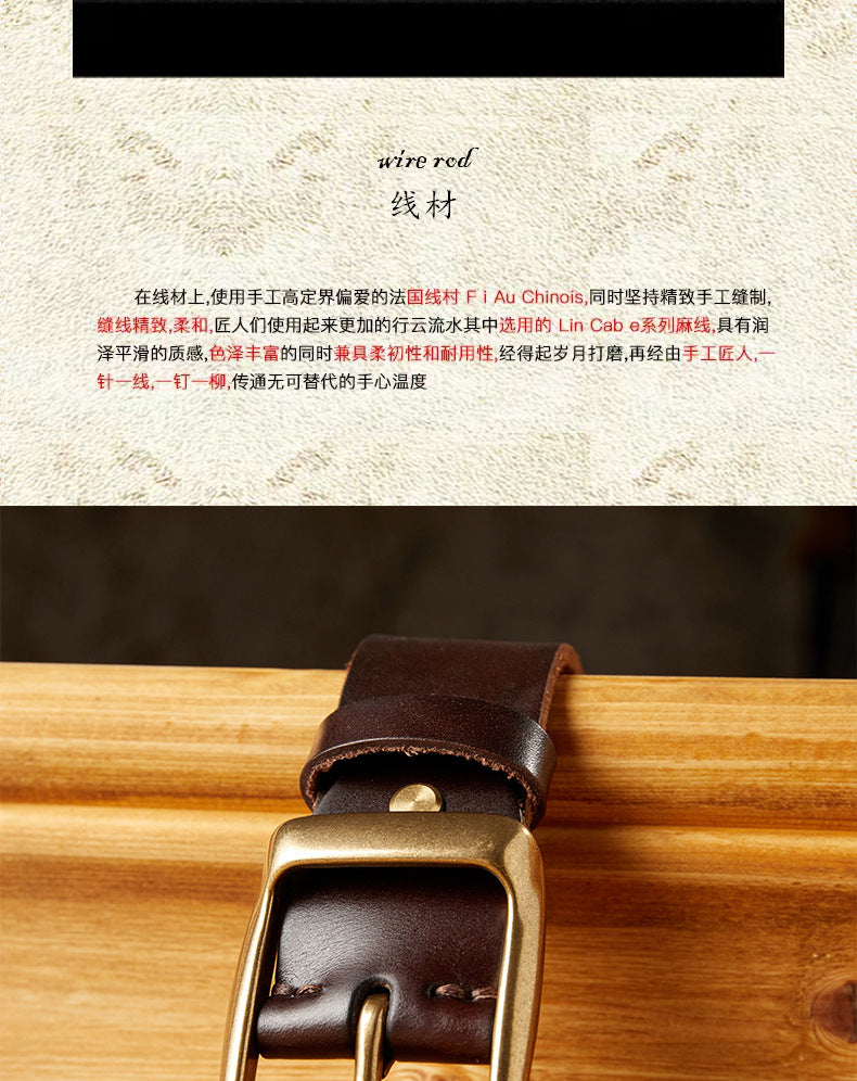 Men's Belt Handmade Genuine Cowhide Leather Needle Buckle Casual Vintage Unique Men's Belt 