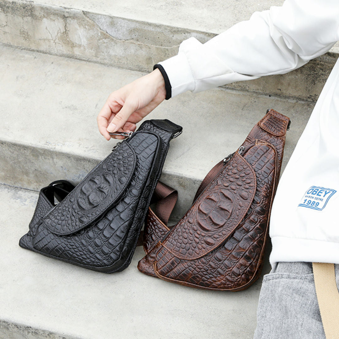 Men's Bust Bag Cowhide Casual Fashion Crossbody Bag Men's Shoulder Bag 