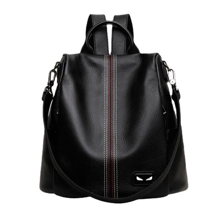 Genuine Leather Women's Bag Fashion Casual Cowhide Boston Bag Retro Large Capacity Rucksack