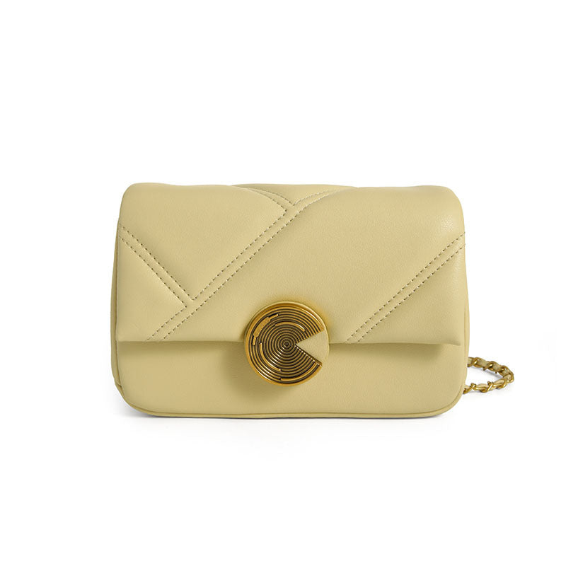 Cowhide plaid chain bag women's luxury square bag genuine leather crossbody bag commuting shoulder bag.Pochette