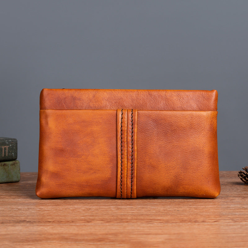 Men's Clutch Bag Genuine Cowhide Leather Retro Casual Men Bag 