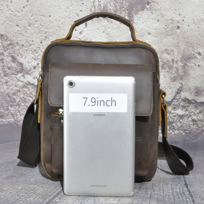 Men's Shoulder Bag Genuine Cowhide Leather Retro Outdoor Travel Crossbody Bag for Men 
