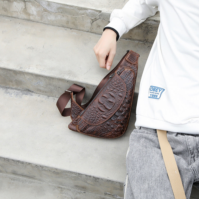 Men's Bust Bag Cowhide Casual Fashion Crossbody Bag Men's Shoulder Bag 
