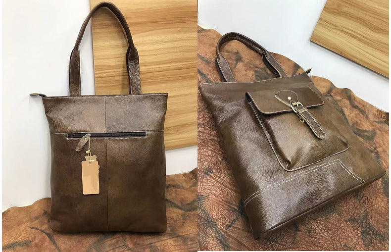 Men's Shoulder Bag Handbag Cowhide Genuine Leather Korean Fashion Casual Crossbody Bag for Men 