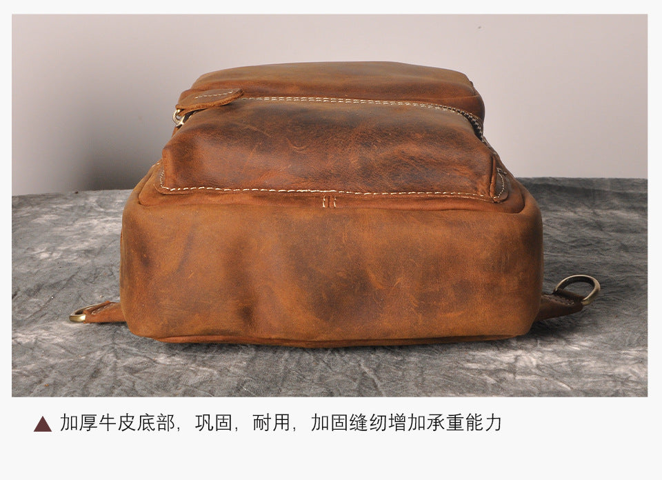 Men's bust bag Genuine cowhide leather outdoor multipurpose crossbody bag for men 