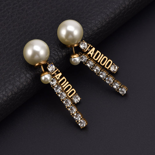 Earrings large and small pearl pattern fashion long pendant earrings