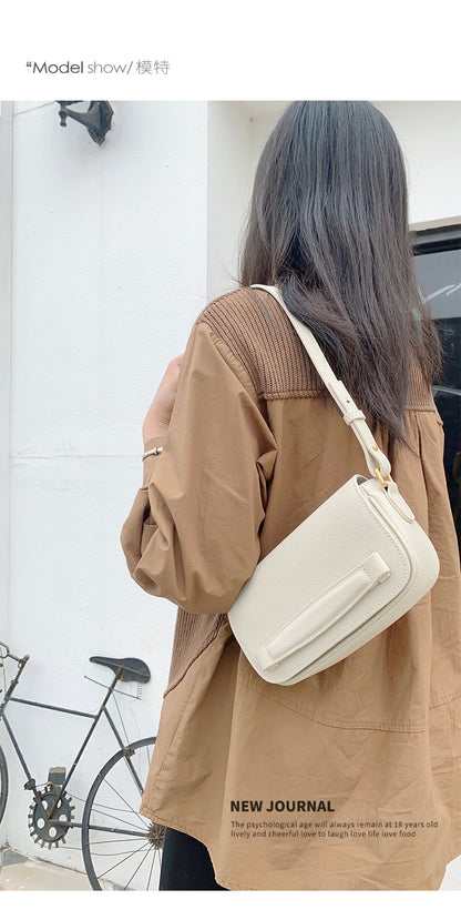 Women's bag Genuine leather armpit bag Luxury crossbody bag Cowhide square bag Single Shoulder bag that goes with anything.Pochette