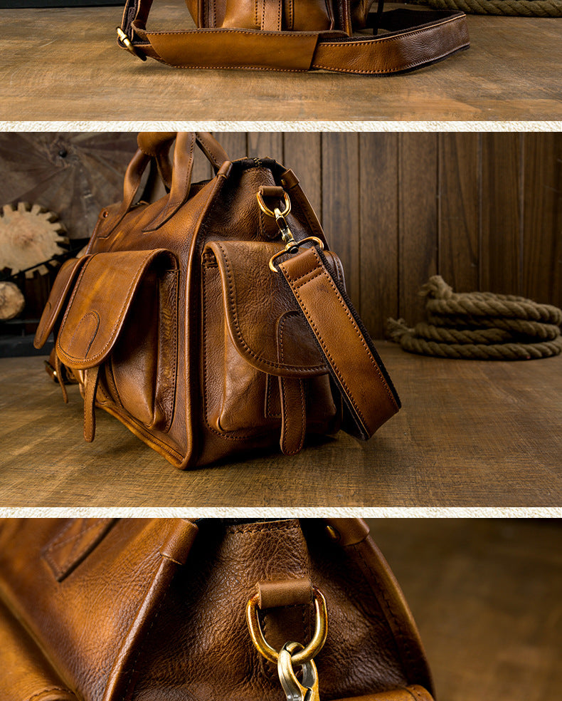 Men's original messenger bag Genuine cowhide leather handmade handbag crossbody shoulder bag for men 