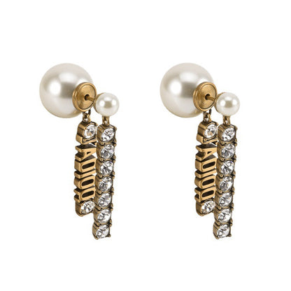 Earrings large and small pearl pattern fashion long pendant earrings