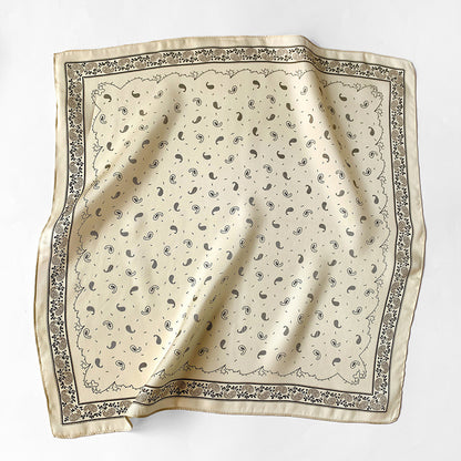 Silk scarf printed pattern small scarf women cashew nut flower temperament ornament neckerchief