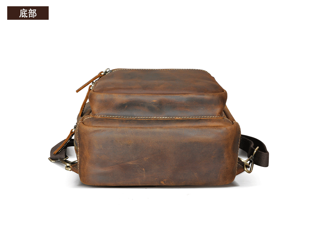 Men's Backpack Cowhide Genuine Leather Versatile Retro Outdoor Fashion Men's Bust Bag 